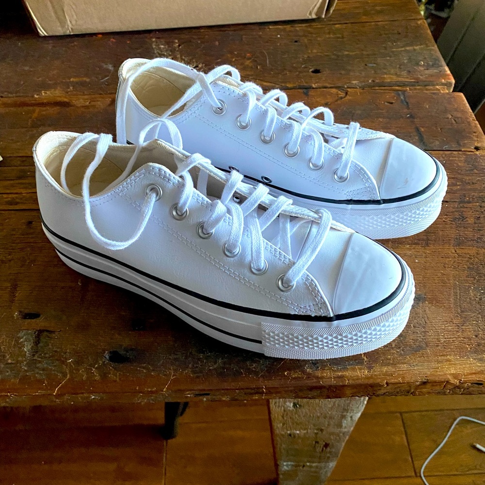Leather white converse